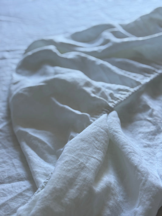 Drap Housse - Lin Lavé (Blanc)